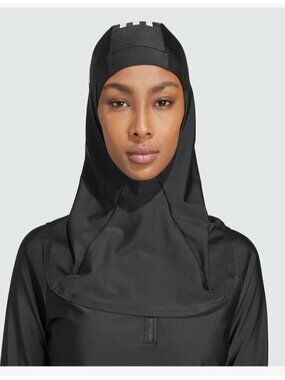 NWT Adidas Swim Hijab Women's Small Black White 3 Stripes Pool Gym Athletic